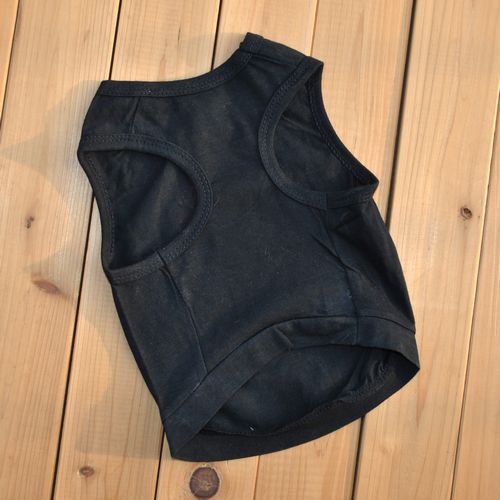 KFX-5161661 Breathable Cotton Black Vest for Dogs - Casual Wear in Multiple Sizes