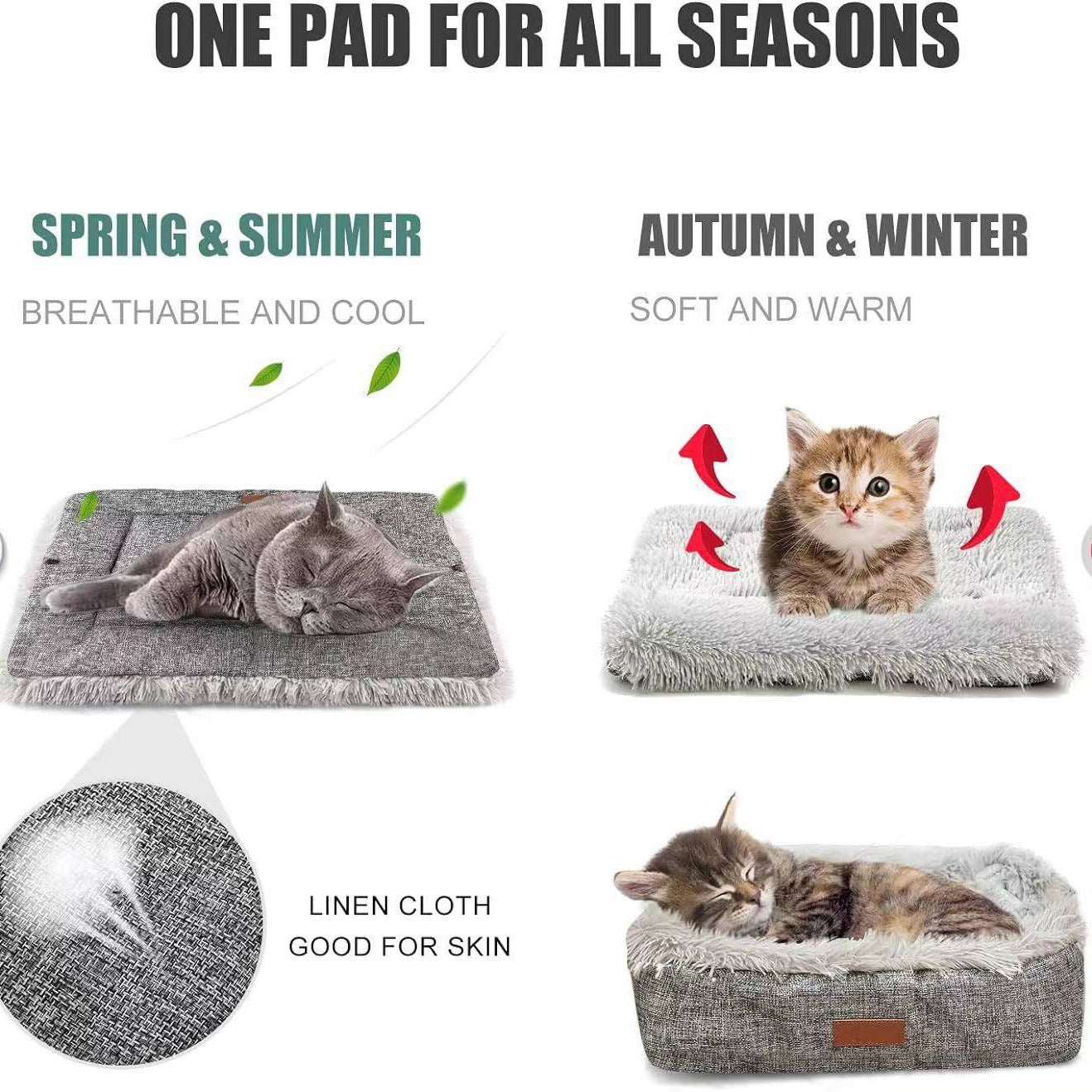 KFX-5162941 Self-Heating Plush Washable Dog Sleeping Mat - Soft and Comfortable Pet Pad in Multiple Colors