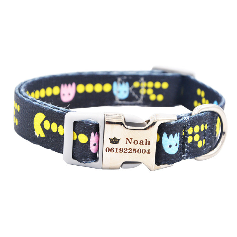 KFX-5163069 Personalized Colorful Dog Collar with Engraved Nameplate for Small to Large Breeds