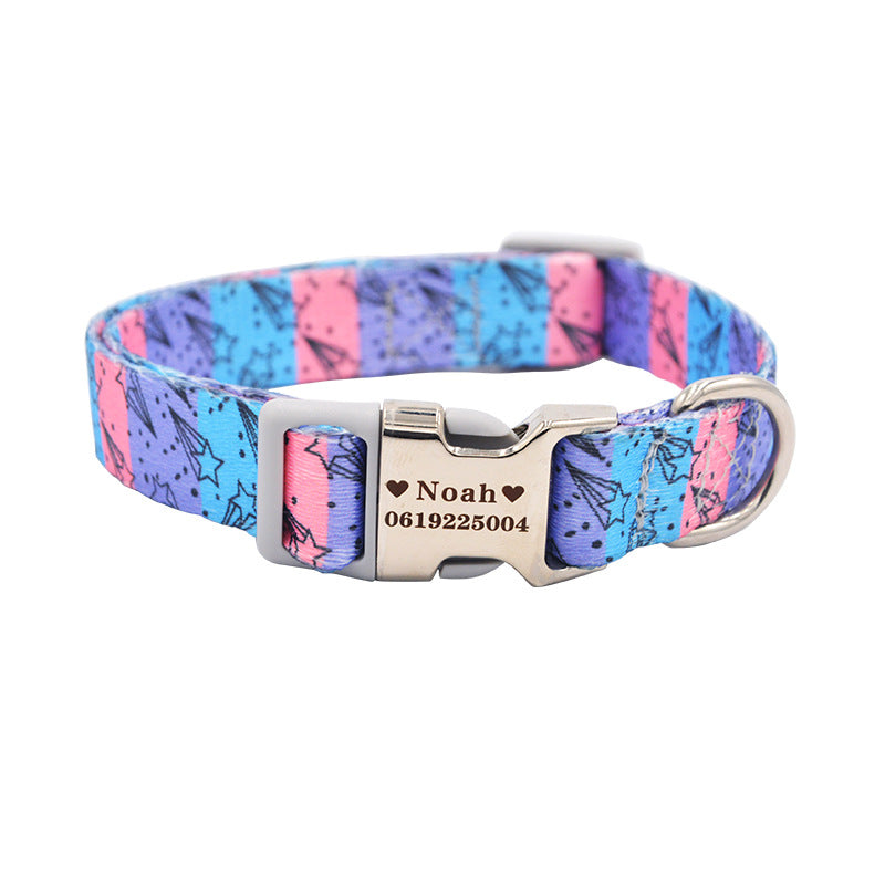 KFX-5163069 Personalized Colorful Dog Collar with Engraved Nameplate for Small to Large Breeds