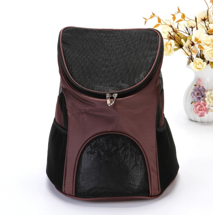 KFX-5163325 Pet Travel Backpack Carrier - Breathable Polyester Design, Medium Softness, 30x25x35cm, Available in Red, Sky Blue, Black, Coffee