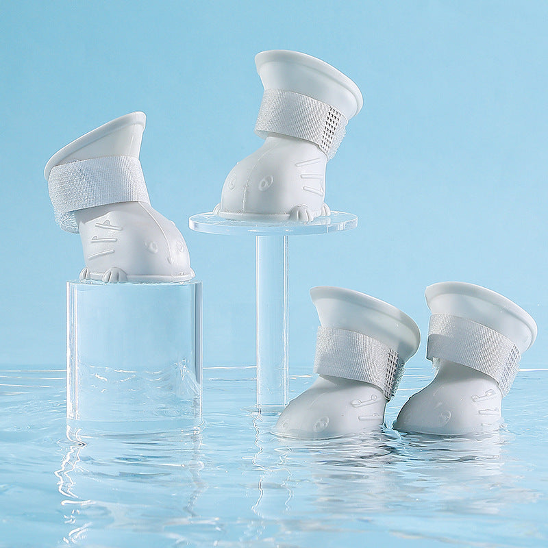 KFX-5164349 Waterproof Non-Slip Silicone Dog Rain Boots - 4 Pack for Pets