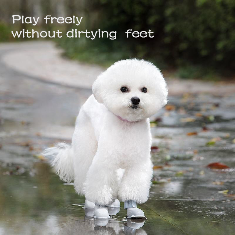 KFX-5164349 Waterproof Non-Slip Silicone Dog Rain Boots - 4 Pack for Pets
