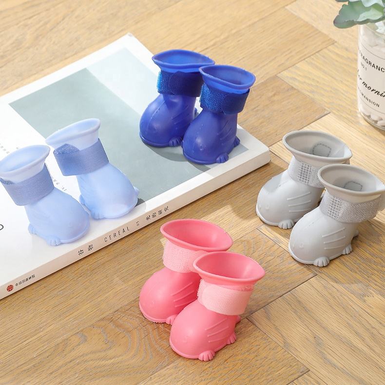 KFX-5164349 Waterproof Non-Slip Silicone Dog Rain Boots - 4 Pack for Pets