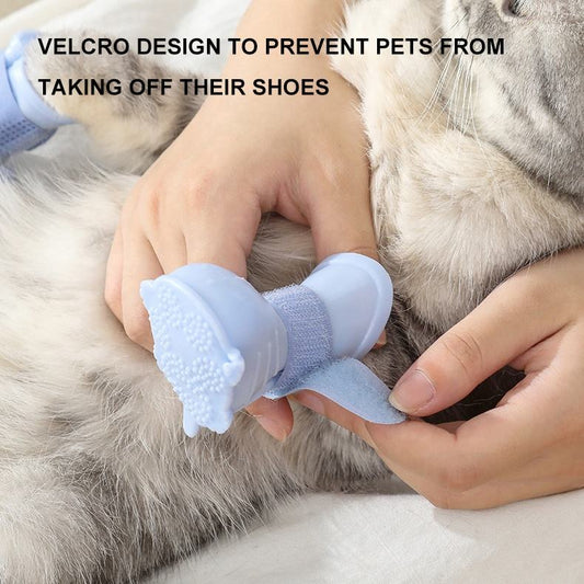 KFX-5164349 Waterproof Non-Slip Silicone Dog Rain Boots - 4 Pack for Pets