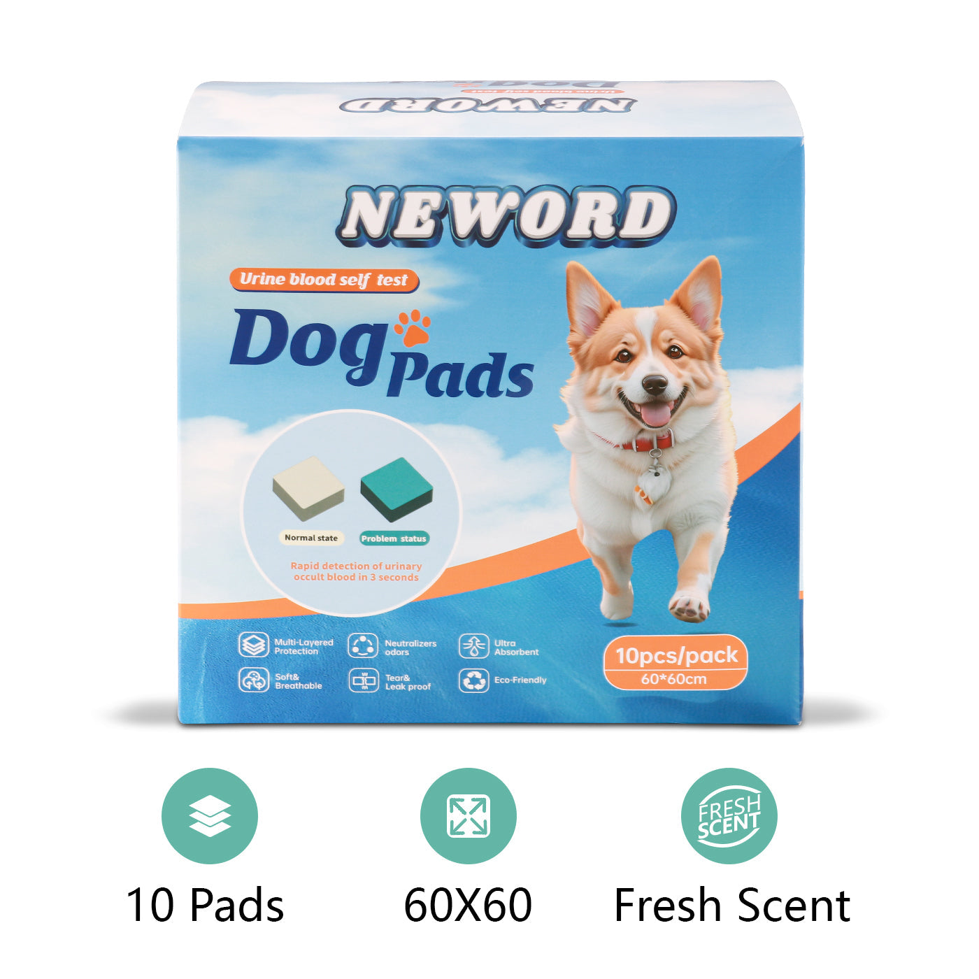 KFX-5164733 Absorbent Dog Detection Urine Pads - Pack of 10 for Easy Cleanup