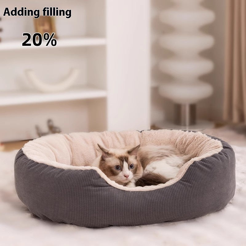 KFX-5165117 Warm Removable Washable Scratch-resistant Fleece-lined Cat Nest in Gray, Khaki, and Bright Yellow