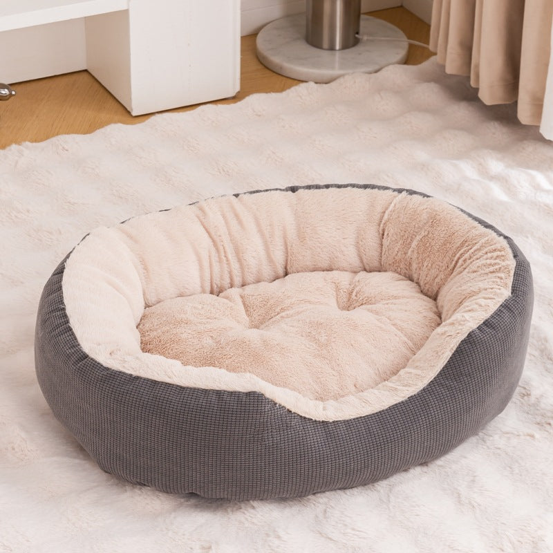 KFX-5165117 Warm Removable Washable Scratch-resistant Fleece-lined Cat Nest in Gray, Khaki, and Bright Yellow