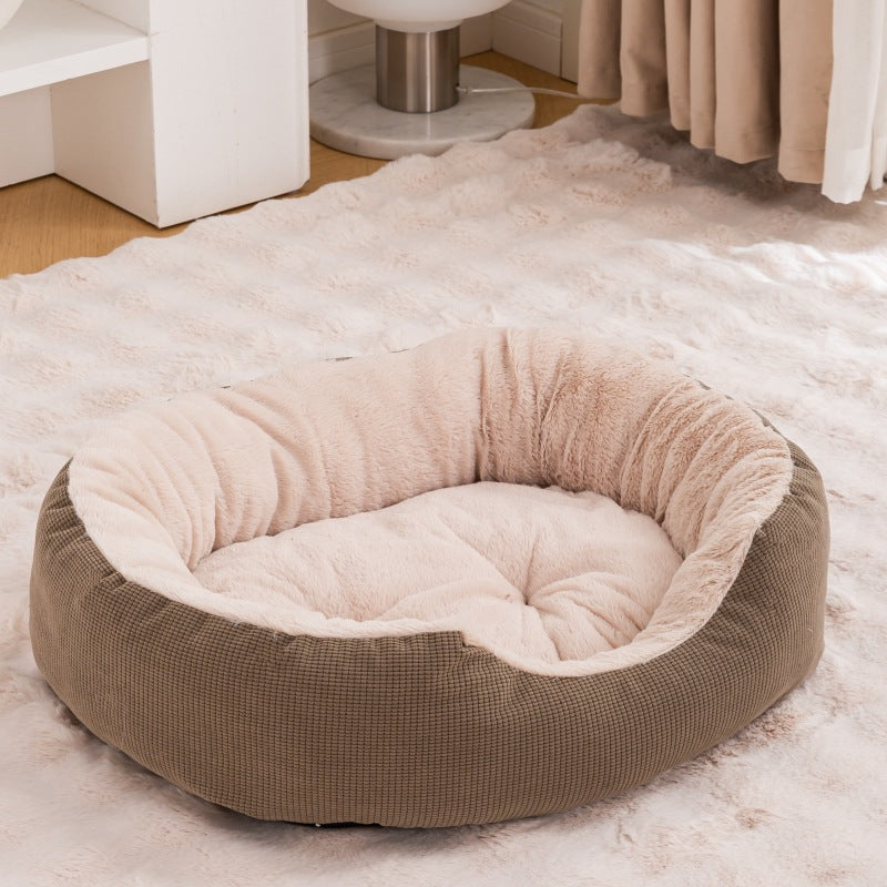 KFX-5165117 Warm Removable Washable Scratch-resistant Fleece-lined Cat Nest in Gray, Khaki, and Bright Yellow