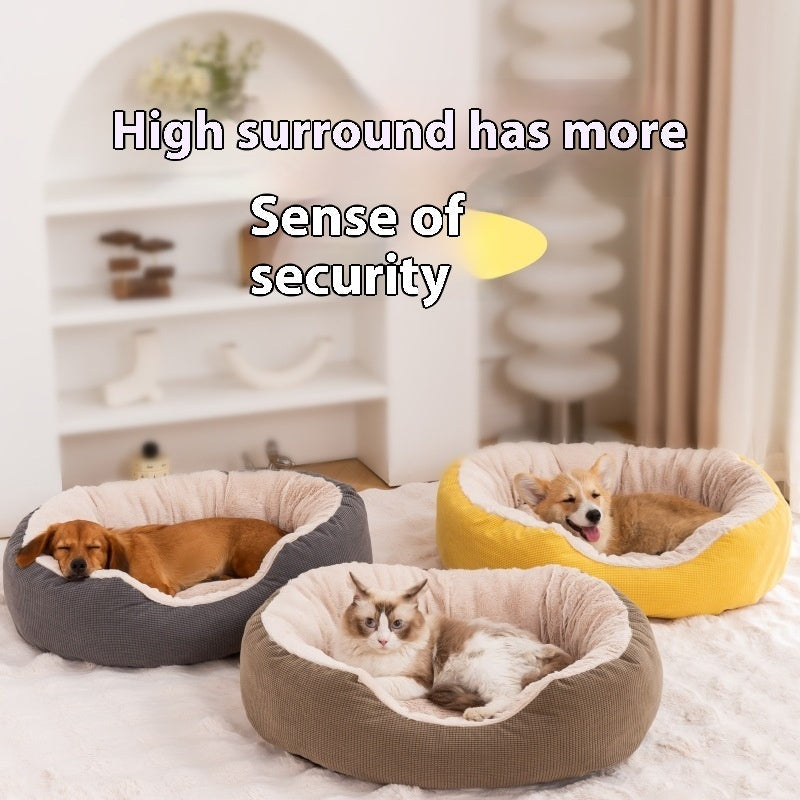 KFX-5165117 Warm Removable Washable Scratch-resistant Fleece-lined Cat Nest in Gray, Khaki, and Bright Yellow