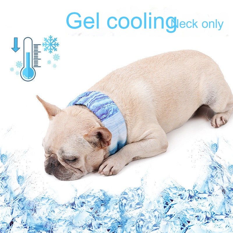 KFX-5167421 Cooling Cat Ice Scarf for Pets - Striped Blue Polyester, Multiple Sizes Available