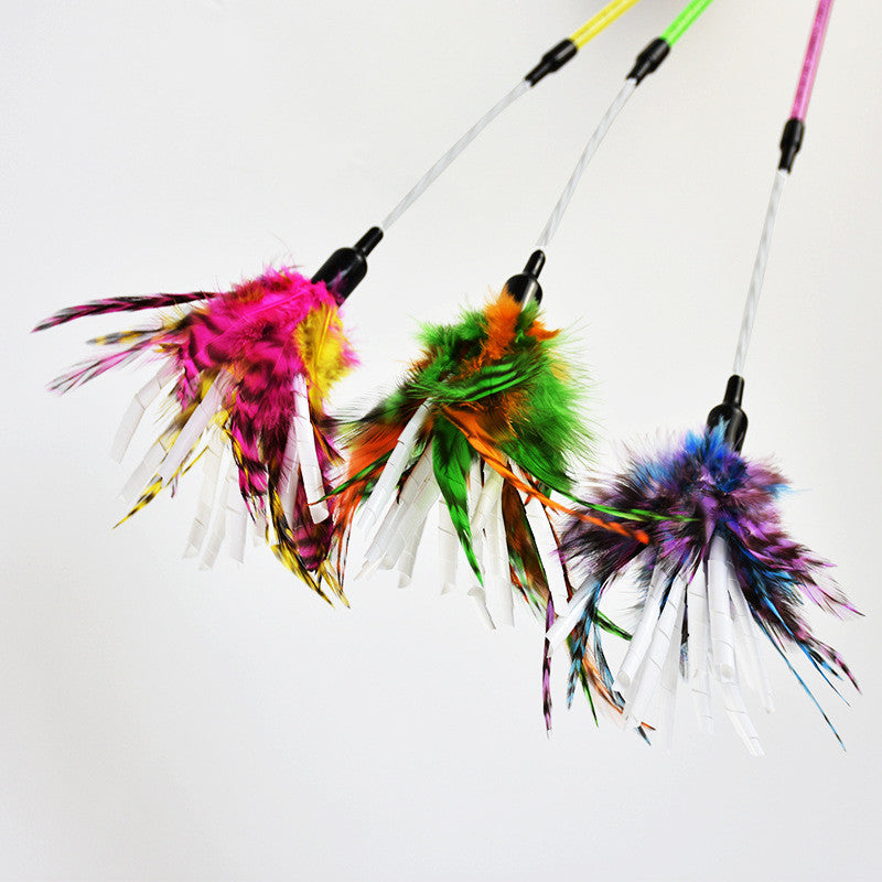 KFX-5167677 Cat Feather Spiral Stick with Paper Wool for Playtime Fun