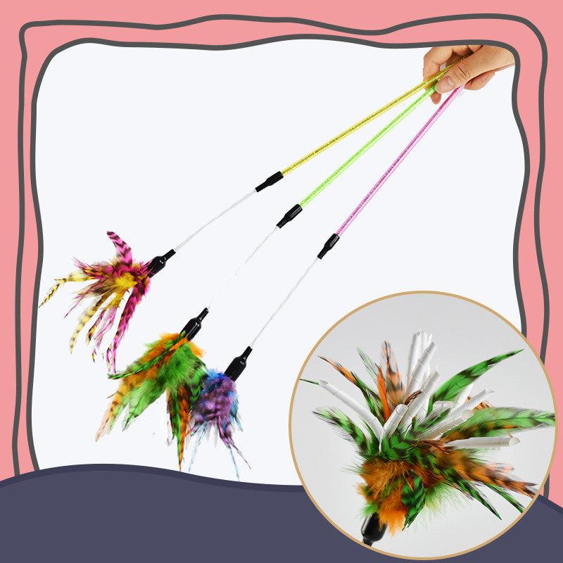 KFX-5167677 Cat Feather Spiral Stick with Paper Wool for Playtime Fun