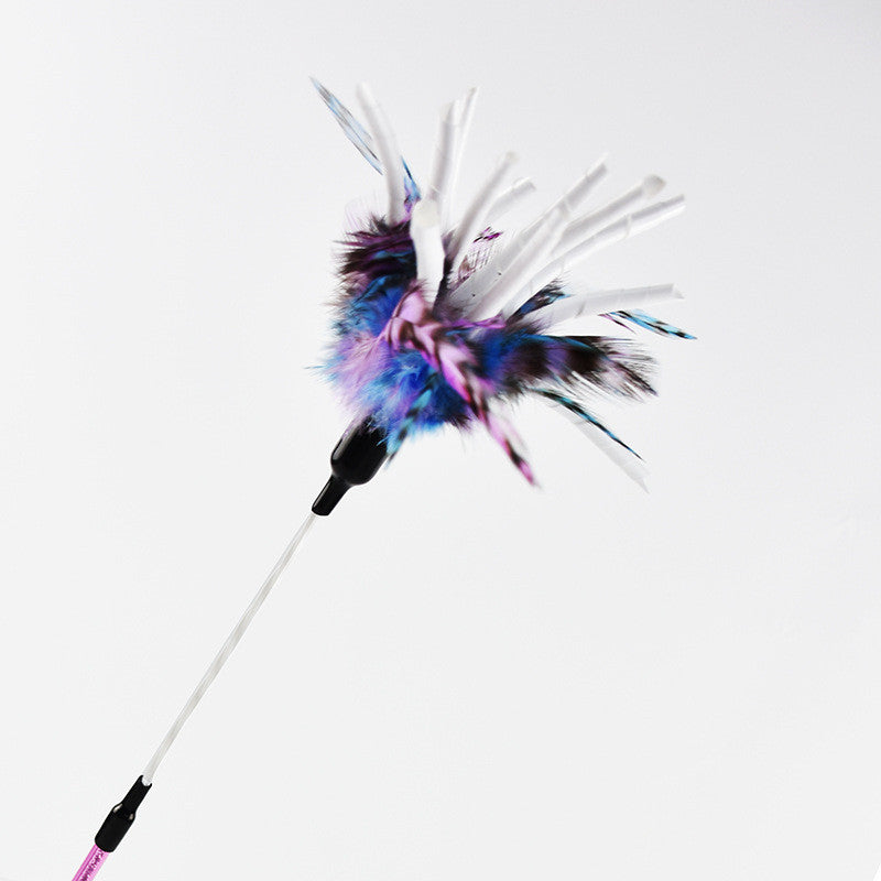 KFX-5167677 Cat Feather Spiral Stick with Paper Wool for Playtime Fun