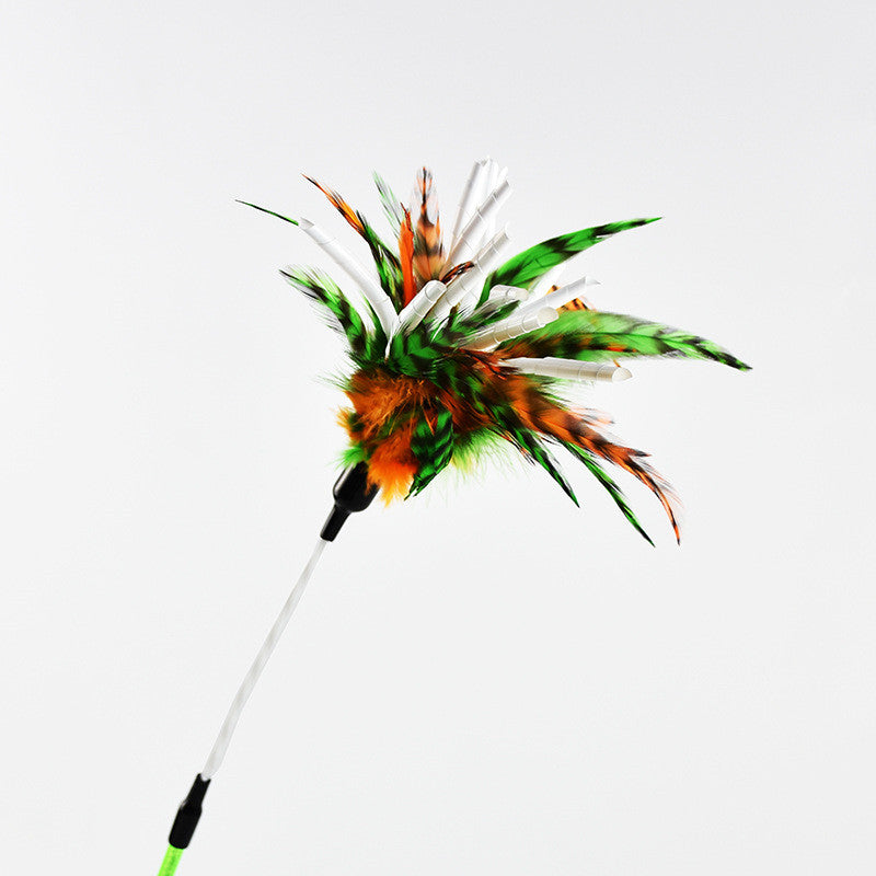 KFX-5167677 Cat Feather Spiral Stick with Paper Wool for Playtime Fun