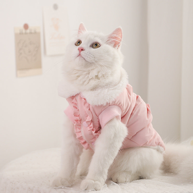 KFX-5169213 Soft Velvet Princess Cat Flannel Outfit in Blue for Pets