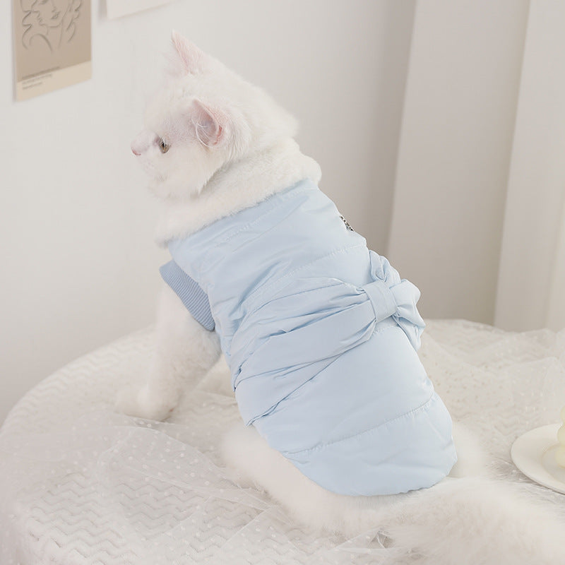 KFX-5169213 Soft Velvet Princess Cat Flannel Outfit in Blue for Pets