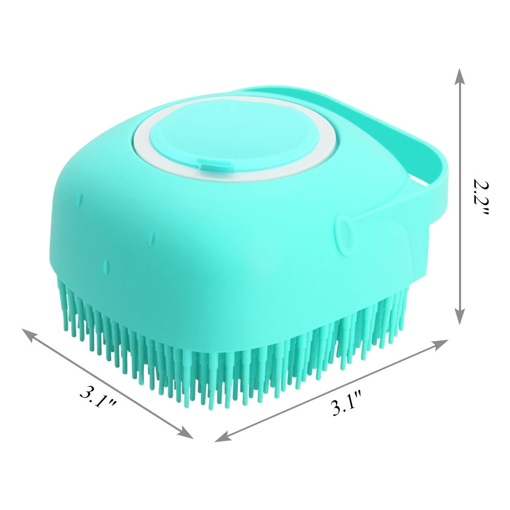 KFX-5170109 Silicone Dog Shampoo Massager Brush for Gentle Cleansing and Massage - Compact Shower Scrubber for Short Hair Pets