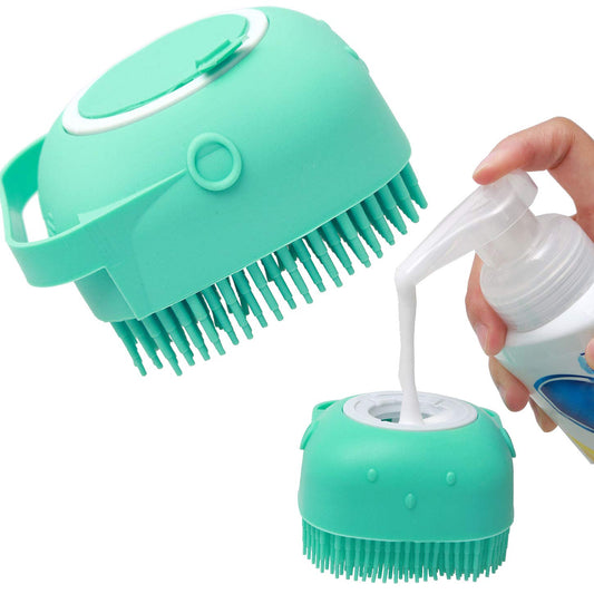 KFX-5170109 Silicone Dog Shampoo Massager Brush for Gentle Cleansing and Massage - Compact Shower Scrubber for Short Hair Pets