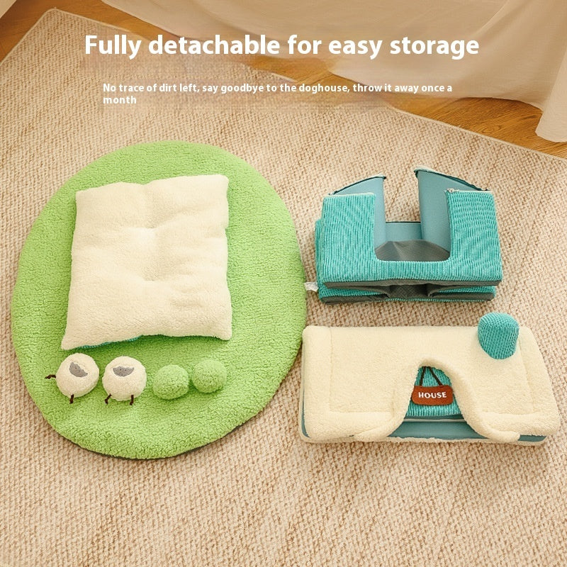 KFX-5170877 Cozy Cartoon-Printed Pet Bed for Small Dogs up to 5kg