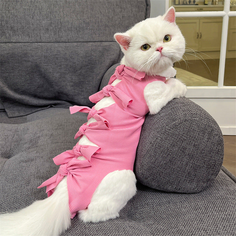 KFX-5172413 Lace-Up Post-Operation Cat Sterilization Clothing - Available in Various Colors and Sizes