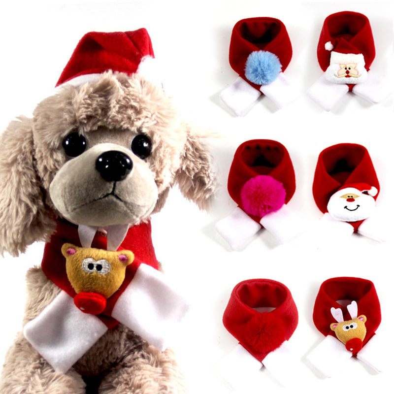 KFX-5173181 Cozy Santa Scarf Bow Tie Hat for Pets - Perfect Holiday Gift for Dogs and Cats