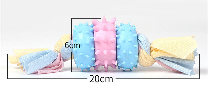 KFX-5173437 Dog Molar Cleaning Toy - TPR Three Circle Cloth Strip, Bite Resistant