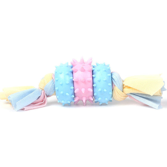 KFX-5173437 Dog Molar Cleaning Toy - TPR Three Circle Cloth Strip, Bite Resistant