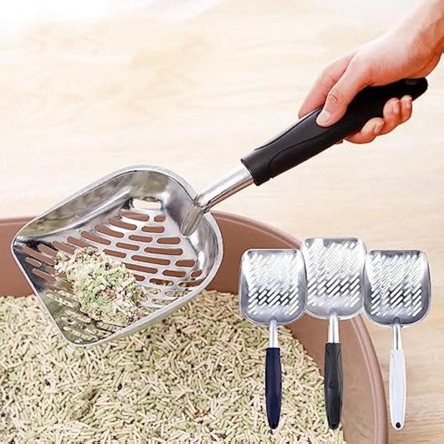 KFX-5174077 Non-Stick Cat Litter Scoop with Large Face and Long Handle for Easy Cleaning