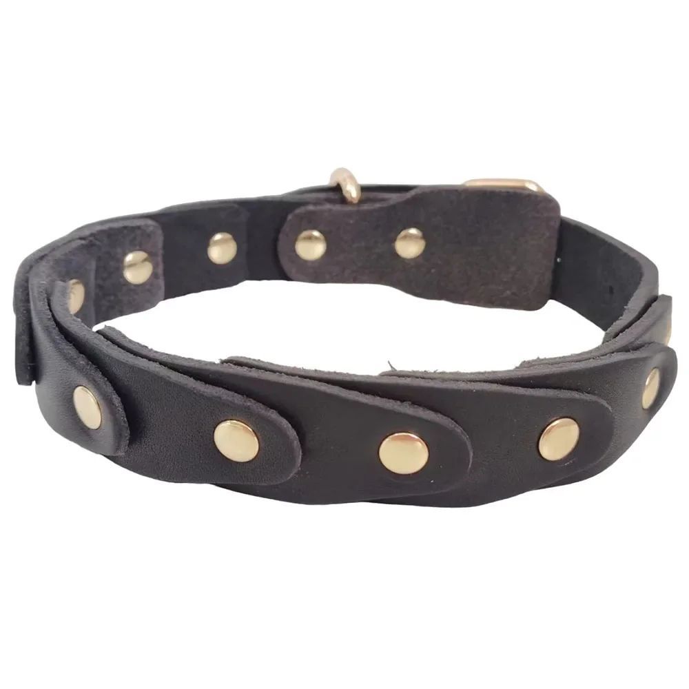 KFX-5174589 Genuine Leather Dog Collar with Durable Buckle for French Bulldogs, Schnauzers, and Other Breeds