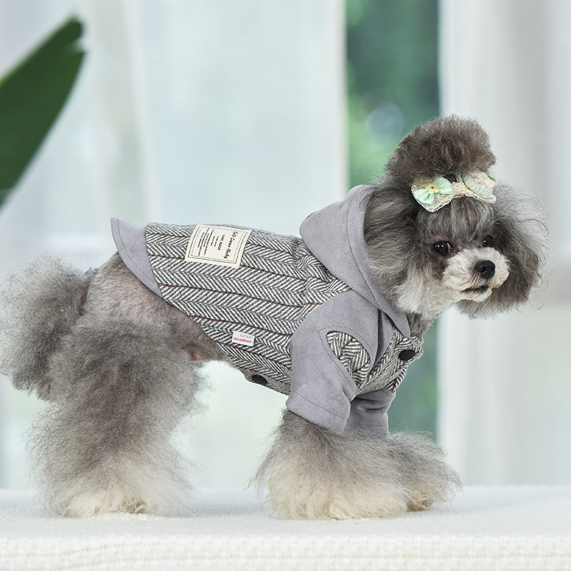 KFX-5174973 Warm Cotton Dog and Cat Coat for Autumn and Winter - Two-Legged Japanese/Korean Style Clothing