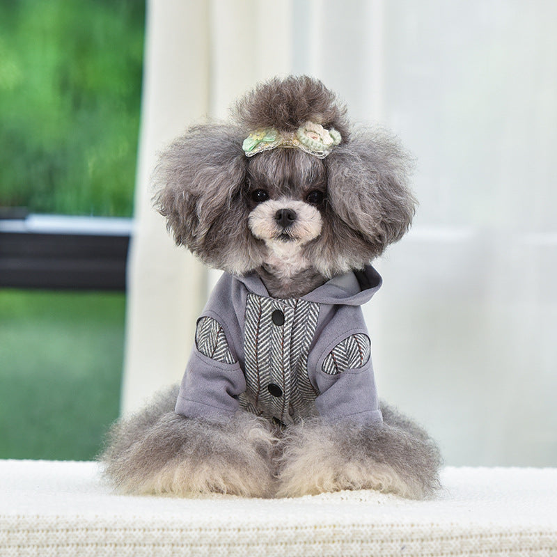 KFX-5174973 Warm Cotton Dog and Cat Coat for Autumn and Winter - Two-Legged Japanese/Korean Style Clothing