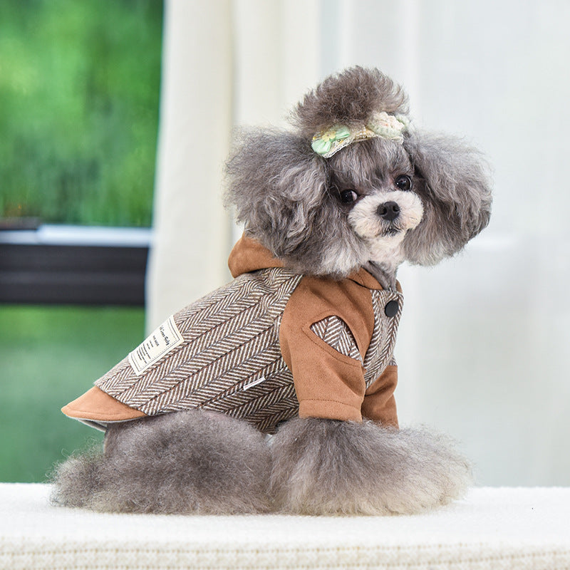 KFX-5174973 Warm Cotton Dog and Cat Coat for Autumn and Winter - Two-Legged Japanese/Korean Style Clothing
