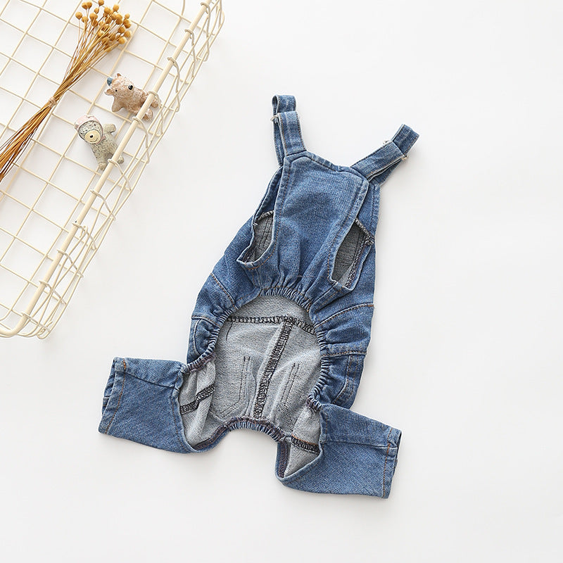 KFX-5178173 Denim Blue Comfortable Stretch Overalls with Pet Suspenders in Sizes S to XXL