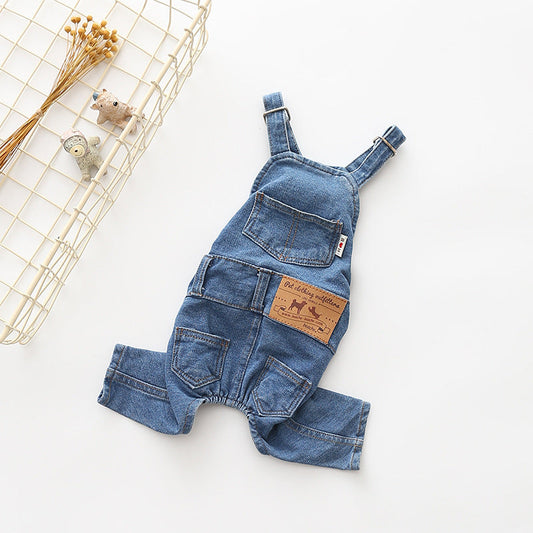 KFX-5178173 Denim Blue Comfortable Stretch Overalls with Pet Suspenders in Sizes S to XXL