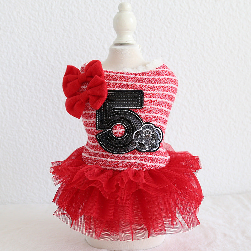 KFX-5178941 Double Bow Flower Shape Cotton Skirt for Small Dogs - Available in Multiple Colors