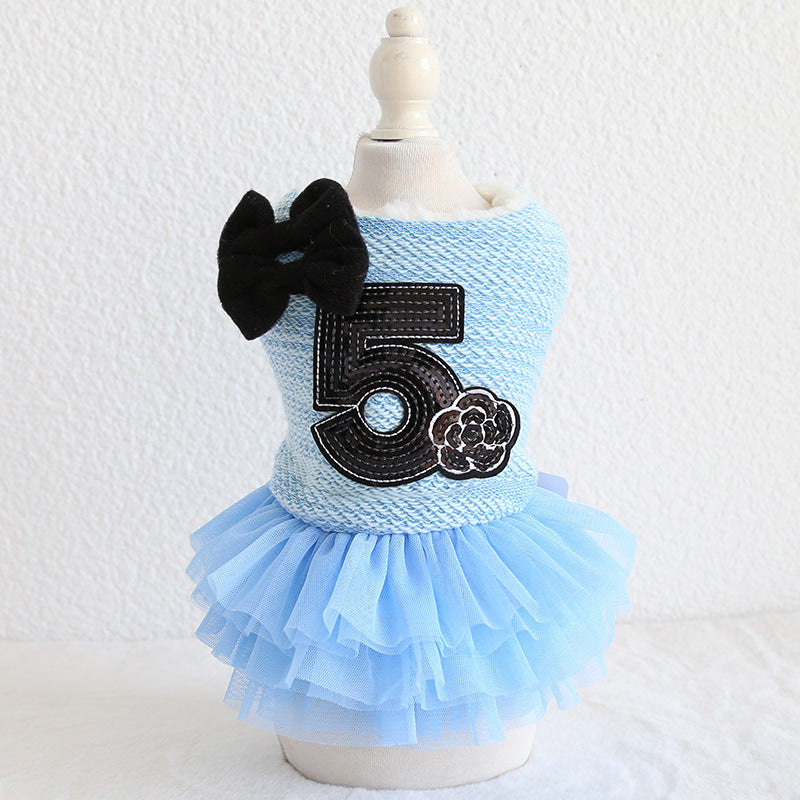 KFX-5178941 Double Bow Flower Shape Cotton Skirt for Small Dogs - Available in Multiple Colors