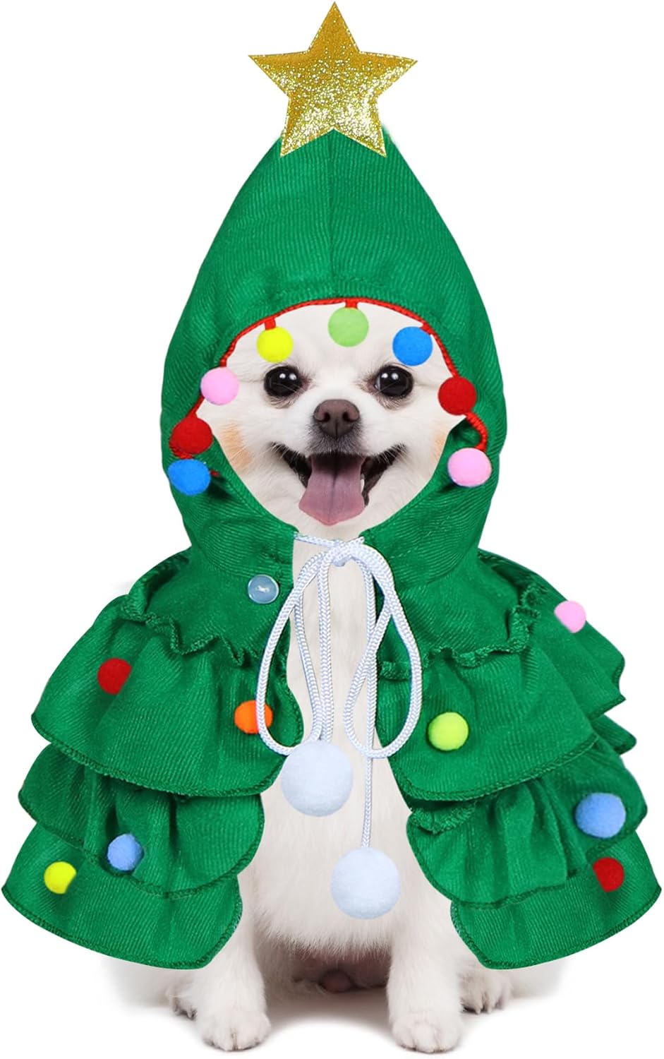 KFX-5179965 Festive Cat Christmas Costume with Tree Design and Star Ornament for Cats and Kittens