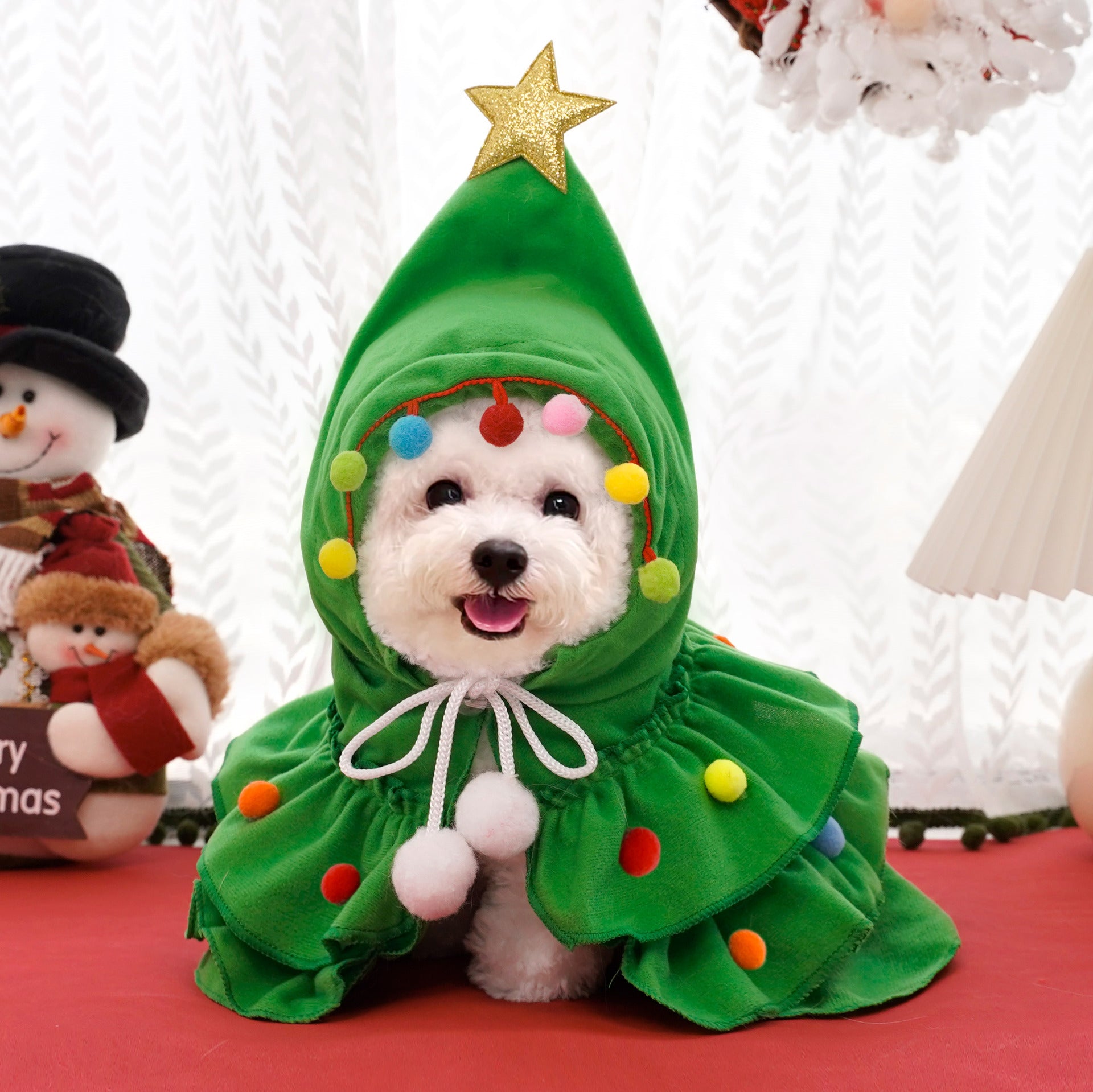 KFX-5179965 Festive Cat Christmas Costume with Tree Design and Star Ornament for Cats and Kittens