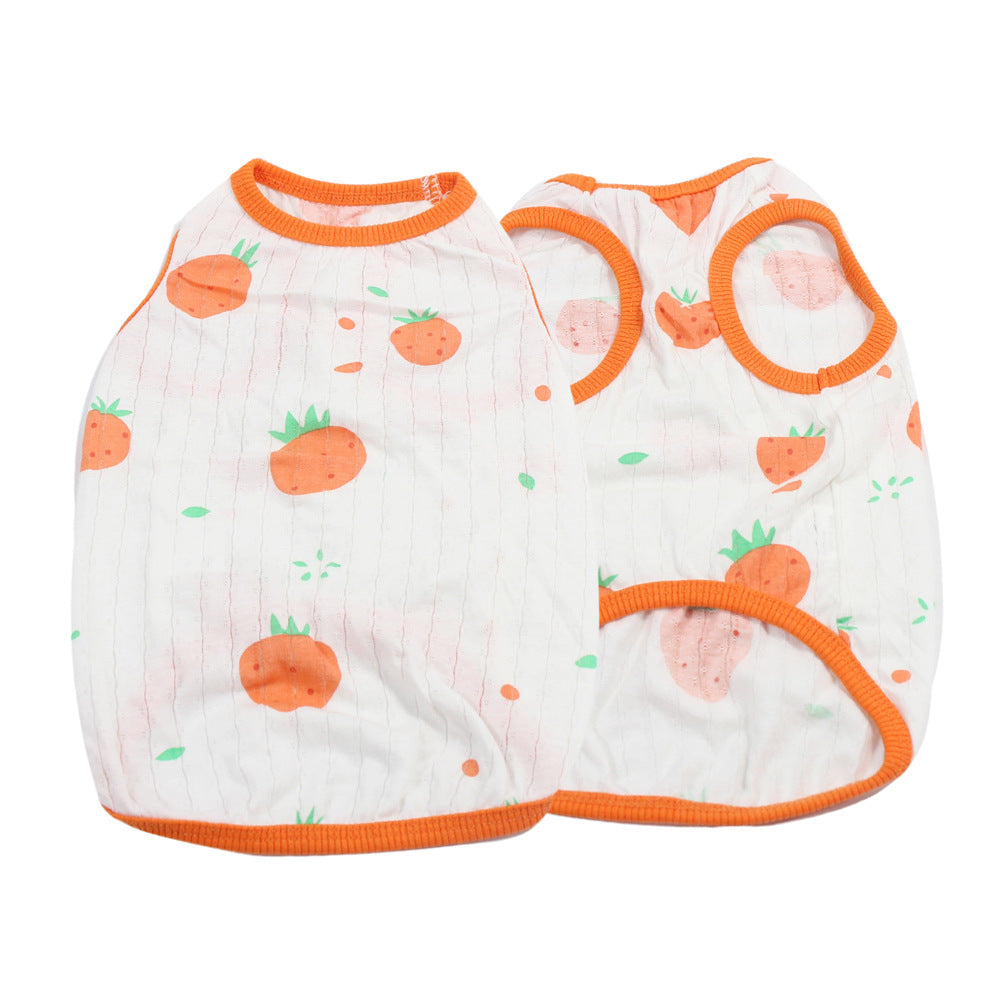 KFX-5182909 Anti-Lint Cartoon PET Vest in Black Heart, Carrot, and Strawberry - Sizes S to 11XL
