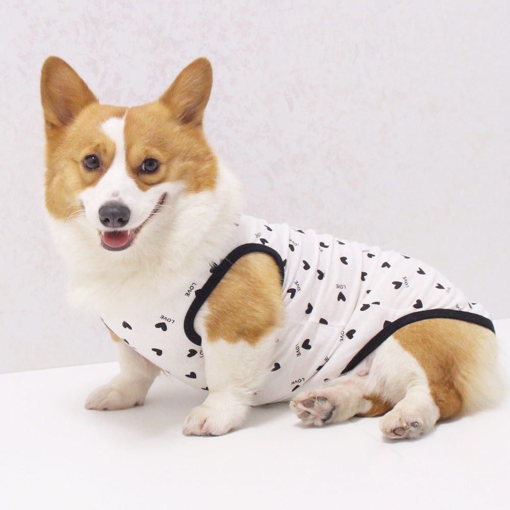 KFX-5182909 Anti-Lint Cartoon PET Vest in Black Heart, Carrot, and Strawberry - Sizes S to 11XL