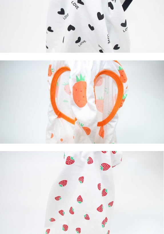 KFX-5182909 Anti-Lint Cartoon PET Vest in Black Heart, Carrot, and Strawberry - Sizes S to 11XL