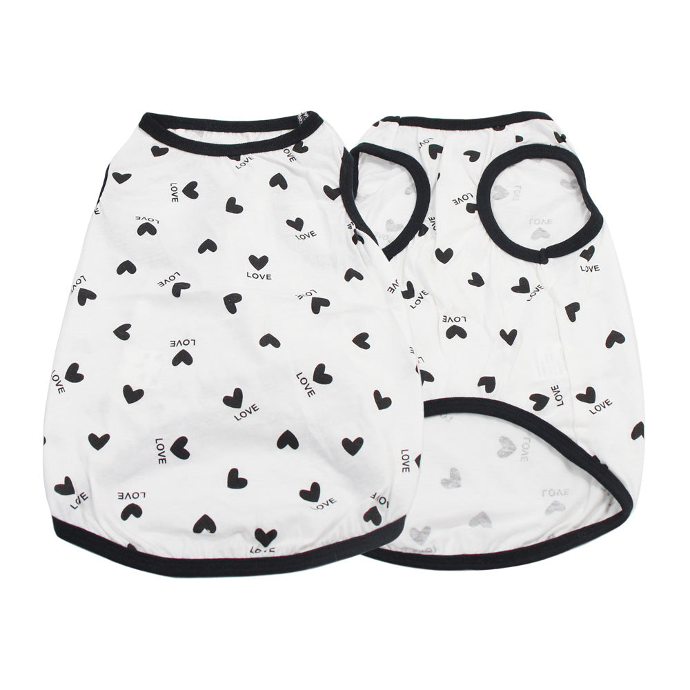 KFX-5182909 Anti-Lint Cartoon PET Vest in Black Heart, Carrot, and Strawberry - Sizes S to 11XL