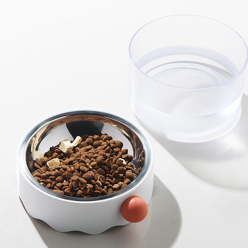KFX-5184317 Stainless Steel Automatic Pet Bowl for Cats and Dogs - Available in White and Pink