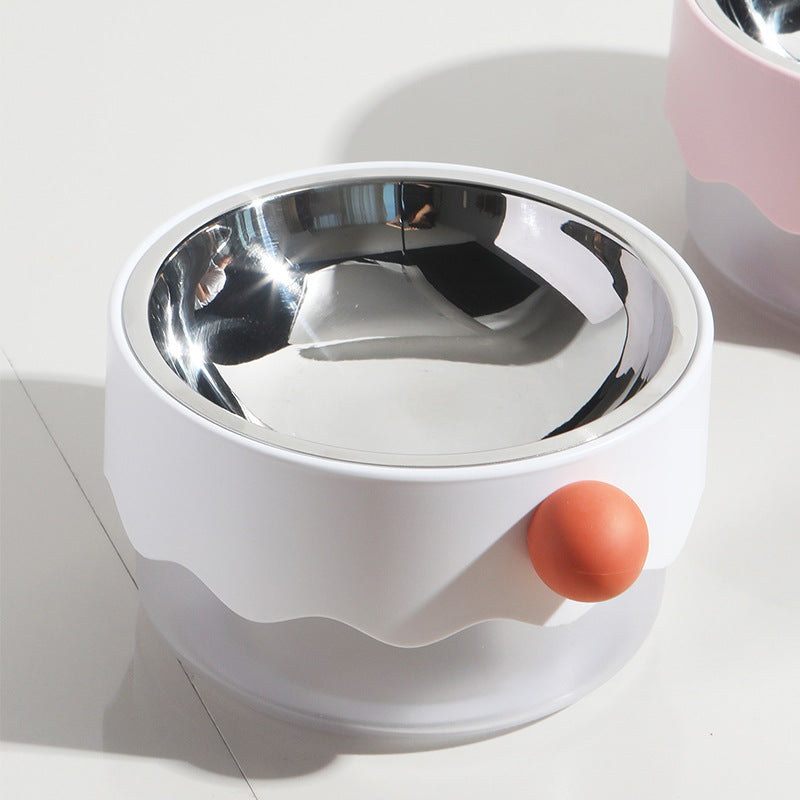 KFX-5184317 Stainless Steel Automatic Pet Bowl for Cats and Dogs - Available in White and Pink