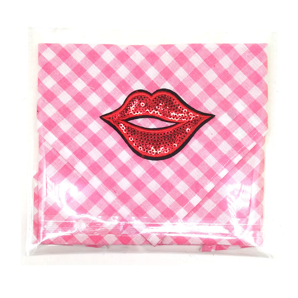 KFX-5185725 Valentine's Day Triangle Towel for Dogs – Stylish LOVE Design, Soft Cloth Material, Perfect for All Seasons