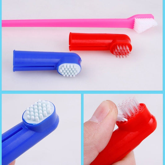 KFX-5185981 Double Head and Finger Toothbrush Set for Dogs and Cats - Soft, Durable Dental Care Tools