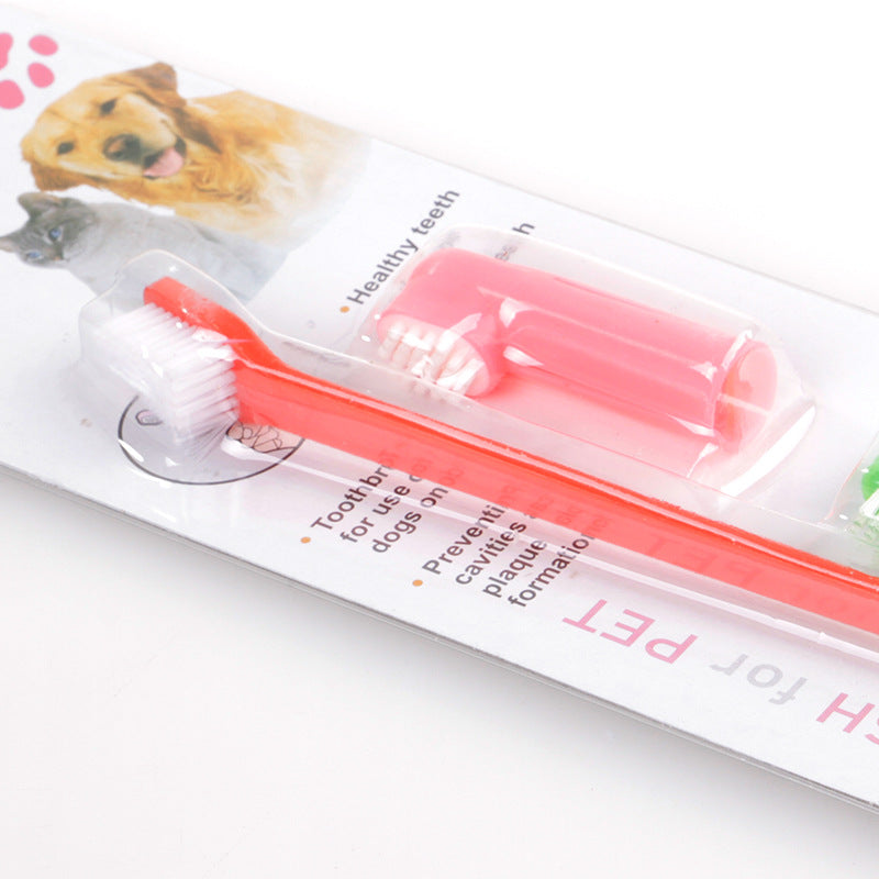 KFX-5185981 Double Head and Finger Toothbrush Set for Dogs and Cats - Soft, Durable Dental Care Tools