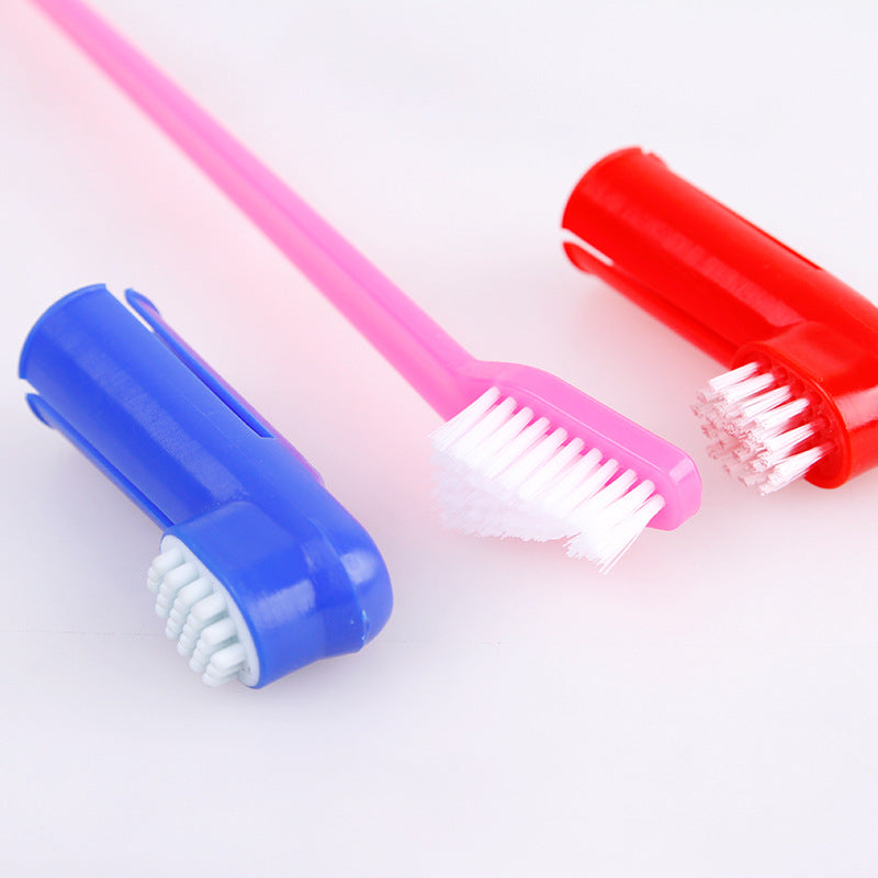 KFX-5185981 Double Head and Finger Toothbrush Set for Dogs and Cats - Soft, Durable Dental Care Tools