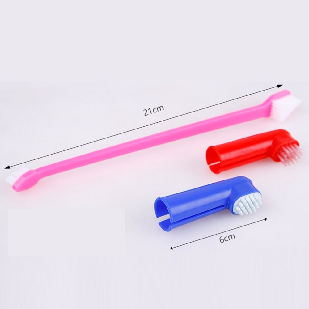 KFX-5185981 Double Head and Finger Toothbrush Set for Dogs and Cats - Soft, Durable Dental Care Tools